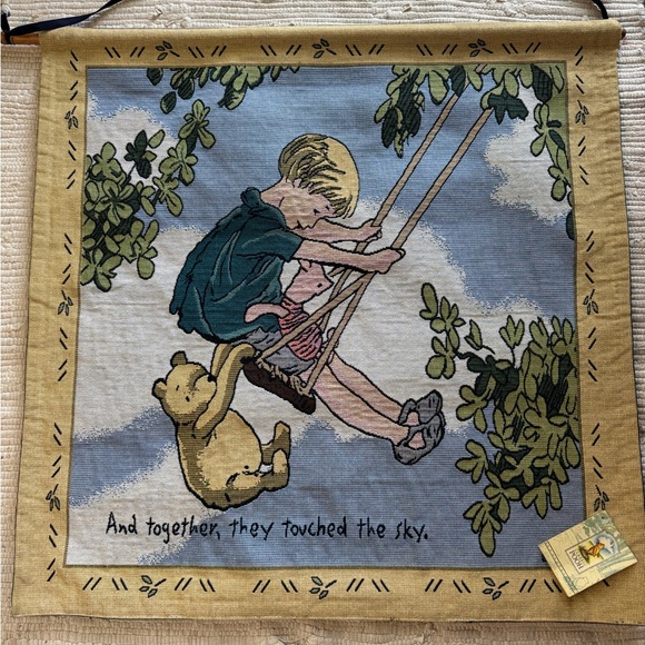 DISNEY Winnie the Pooh Tapestry Wall Hanging with Rod Touch the Sky - Picture 1 of 3